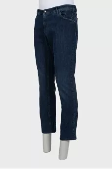 Men's straight-leg jeans in dark blue