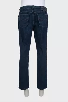 Men's straight-leg jeans in dark blue