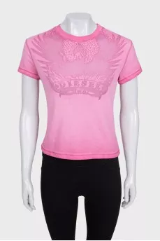 Pink gradient t-shirt with tag