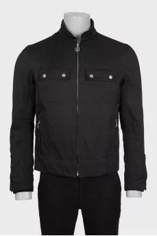 Men's brown straight-cut jacket with patch pockets