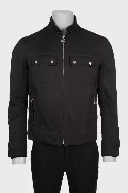 Men's brown straight-cut jacket with patch pockets