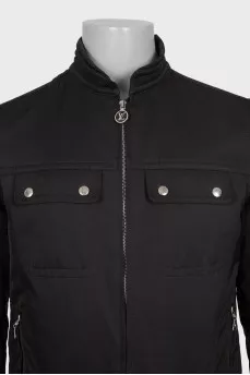 Men's brown straight-cut jacket with patch pockets