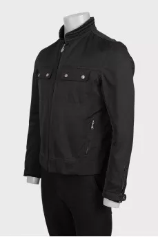 Men's brown straight-cut jacket with patch pockets