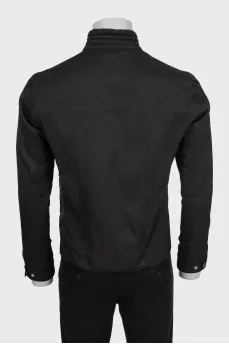 Men's brown straight-cut jacket with patch pockets