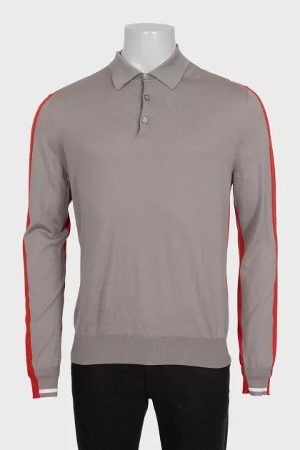 Men's long sleeve button down polo shirt