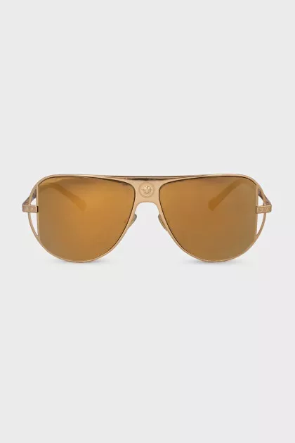 Sunglasses with gold frames and mirrored lenses