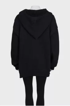Oversized, elongated hoodie with a printed pattern