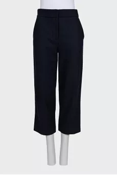 Blue cropped straight-leg trousers