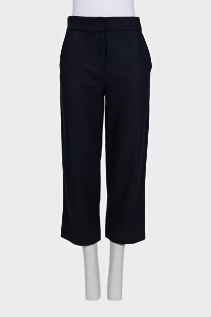 Blue cropped straight-leg trousers