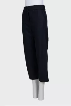 Blue cropped straight-leg trousers