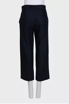 Blue cropped straight-leg trousers