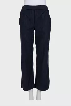 Straight-leg trousers with drawstrings in pinstripes