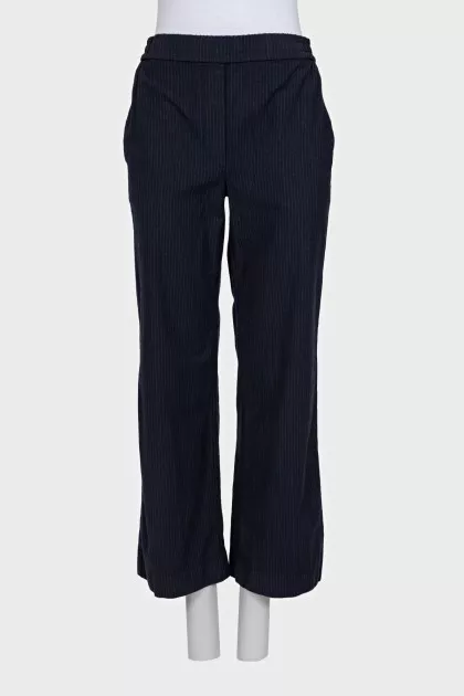 Straight-leg trousers with drawstrings in pinstripes