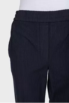 Straight-leg trousers with drawstrings in pinstripes