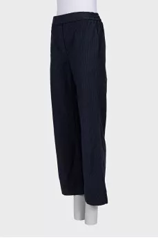 Straight-leg trousers with drawstrings in pinstripes