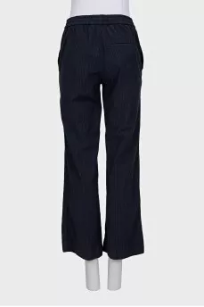 Straight-leg trousers with drawstrings in pinstripes