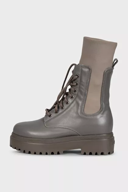 Gray leather Ranger boots