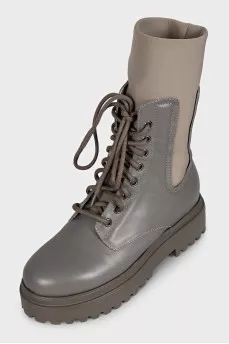 Gray leather Ranger boots