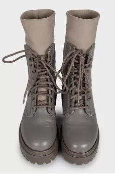Gray leather Ranger boots
