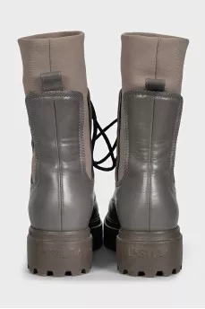 Gray leather Ranger boots