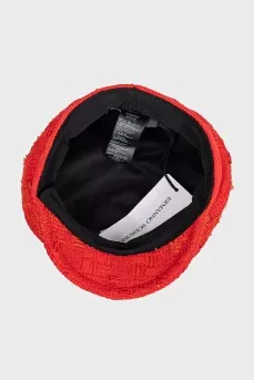 Red cap made of textured material