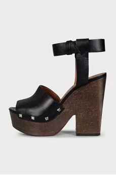 Black leather Sofia sandals