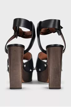 Black leather Sofia sandals
