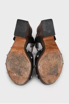 Black leather Sofia sandals
