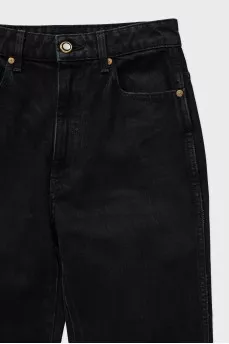 Black straight fit high-waist jeans