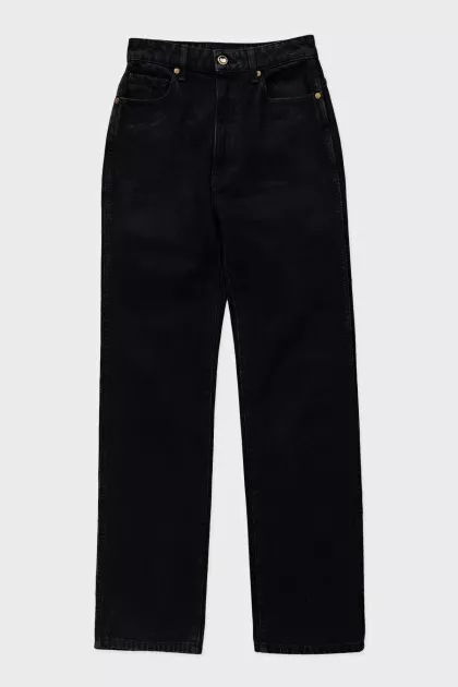 Black straight fit high-waist jeans