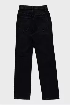 Black straight fit high-waist jeans