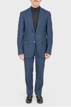 Men's blue checked suit