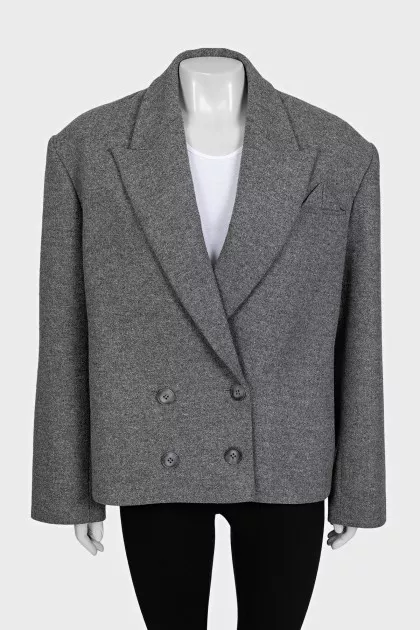 Double-breasted wool coat with a short cut