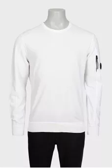 Men's white sweatshirt with branded sleeve detailing