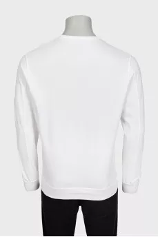 Men's white sweatshirt with branded sleeve detailing