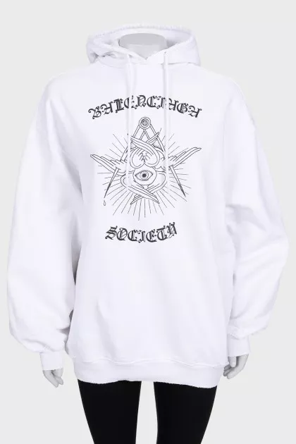 Біле худі oversize крою в принт