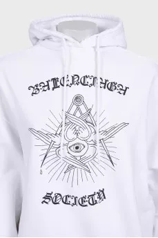 Біле худі oversize крою в принт