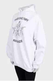 Біле худі oversize крою в принт