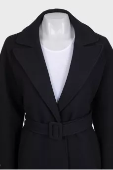 Black fitted coat with belt