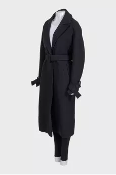 Black fitted coat with belt