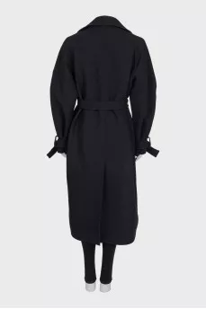 Black fitted coat with belt