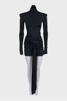 Midnight Glide Black Mini Dress