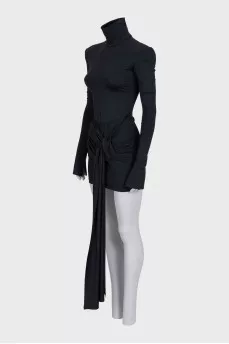 Midnight Glide Black Mini Dress