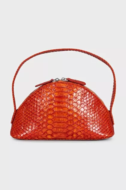 Mini python leather bag with handle