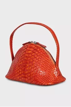 Mini python leather bag with handle
