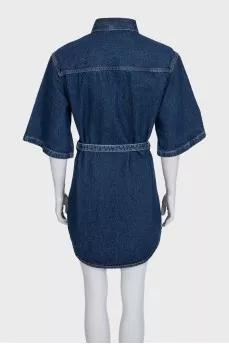 Button-up denim dress with tag