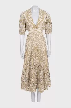 Beige maxi dress with cutout