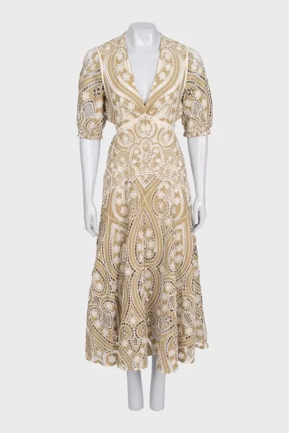 Beige maxi dress with cutout