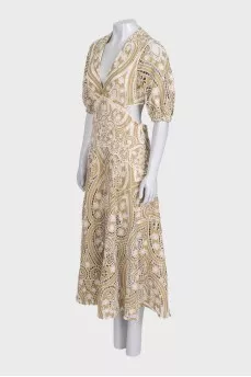 Beige maxi dress with cutout