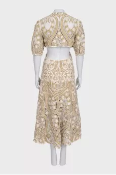 Beige maxi dress with cutout